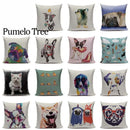 Animal Dog Cushion Cover French Bulldog Pug Pillowcase Woven Linen Decor Home Axyaa