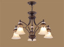 Axyaa Rustic Glass Shade Chandelier - Vintage Metal Hanging Lamp for Living Room