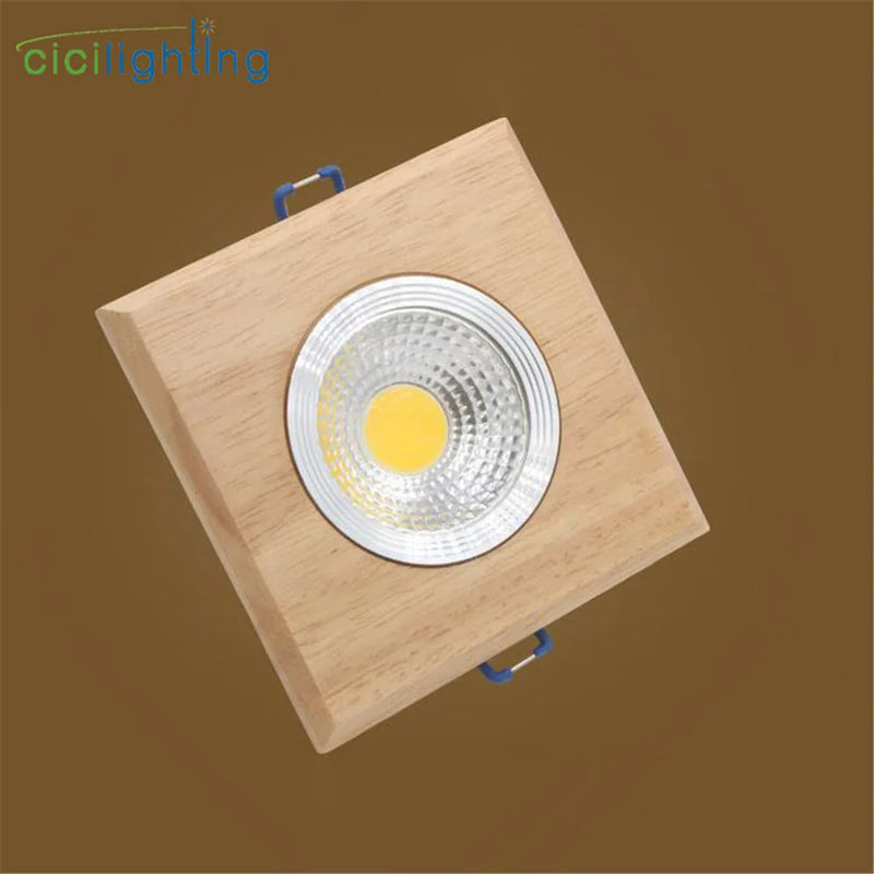 Axyaa 5W Square Wood LED Downlight for Modern Industrial Office or Home Cabinet Lighting