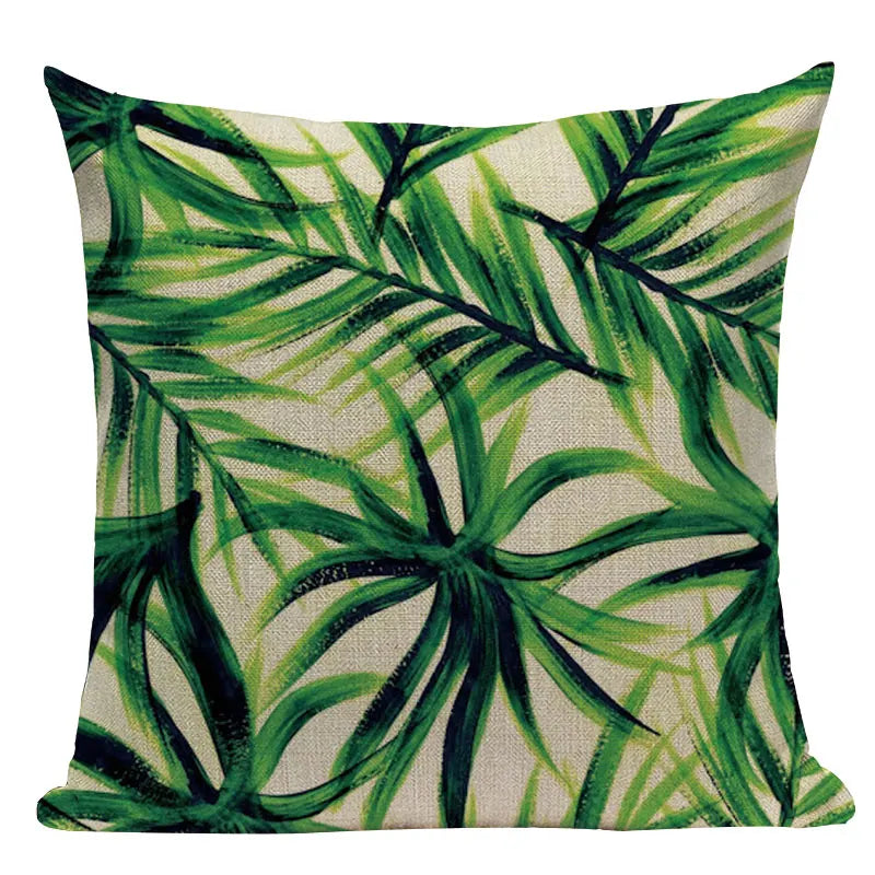 Axyaa Tropical Leaves Pillowcases - Rainforest Style Plant Cushion Covers