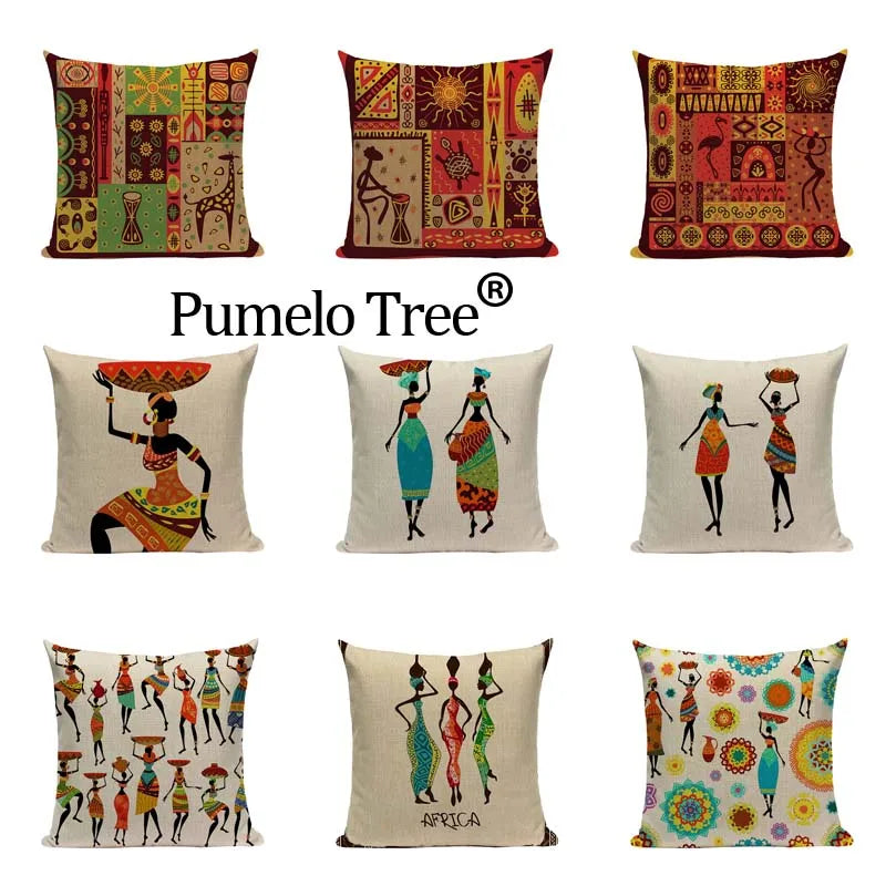 Axyaa African Geometric Dance Pillow Cover Ethnic Bedroom Sofa Decor