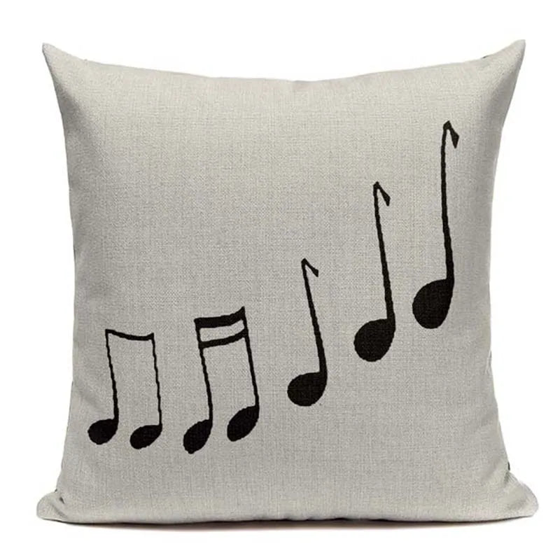 Axyaa Music Series High Quality Cotton Linen Cushion Cover Pillow Case