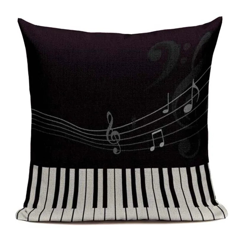 Axyaa Music Series High Quality Cotton Linen Cushion Cover Pillow Case