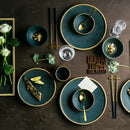 Axya Gold-rimmed Ceramic Dinner Plate for High-end Dining