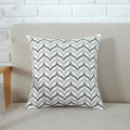 Axyaa Grey Pink Geometric Embroidered Cotton Cushion Cover 45x45cm