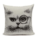 Axyaa Hand Painted Cat Eyes Linen Pillow Cover, Nordic Style, Black White Pattern