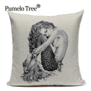 Axyaa Mermaid Pillowcase Ocean Style Cushion Cover 45x45cm Square Home Decor