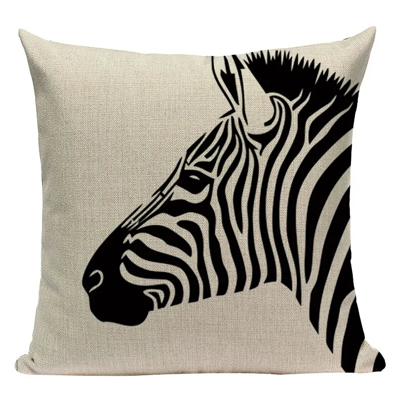 Axyaa Simple Geometry Pillowcase - Zebra Leopard Print Home Cushion