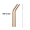 Axyaa Stainless Steel Colorful Bent Straws Set with Cleaner Brush
