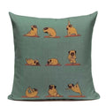 Animal Dog Cushion Cover French Bulldog Pug Pillowcase Woven Linen Decor Home Axyaa