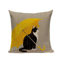 Square Cat Pillow Covers by Axyaa: Cute Cartoon Print Sofa Throw Pillow Cover