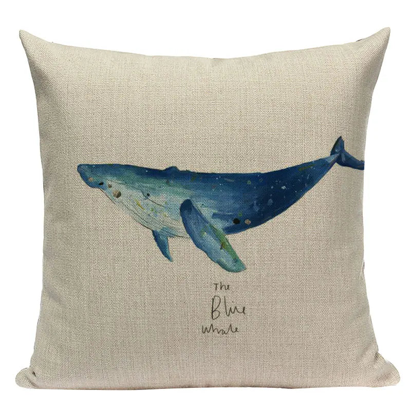 Colorful Fish Pattern Linen Cushion Cover by Axyaa