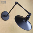 Axyaa Retro Swing Arm Industrial Wall Lamp Black On/Off Switch Sconce Iron