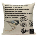Axyaa Retro Bird Text Flower Cotton Linen Cushion Cover