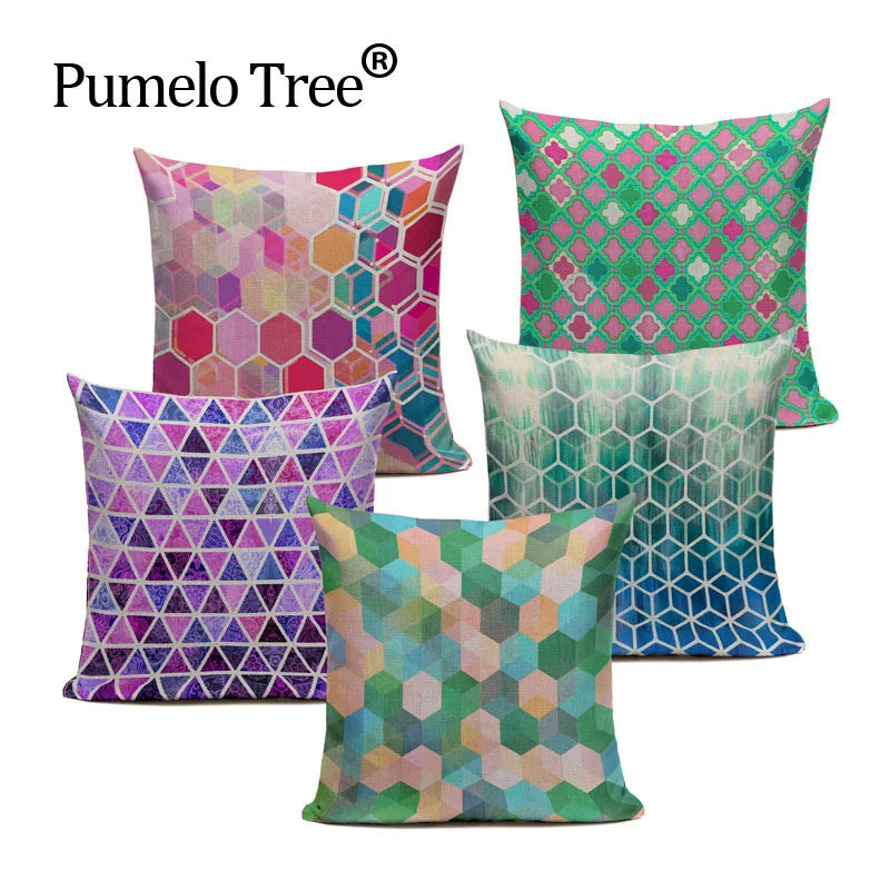 Geometric Linen Cushion Cover for Home Decor - Axyaa's Stylish Throw Pillow Case