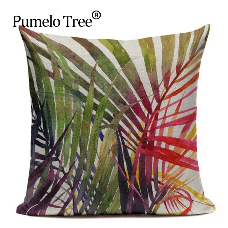 Axyaa Tropic Tree Green Cushion Cover - Summer Style Decorative Pillow for Sofa