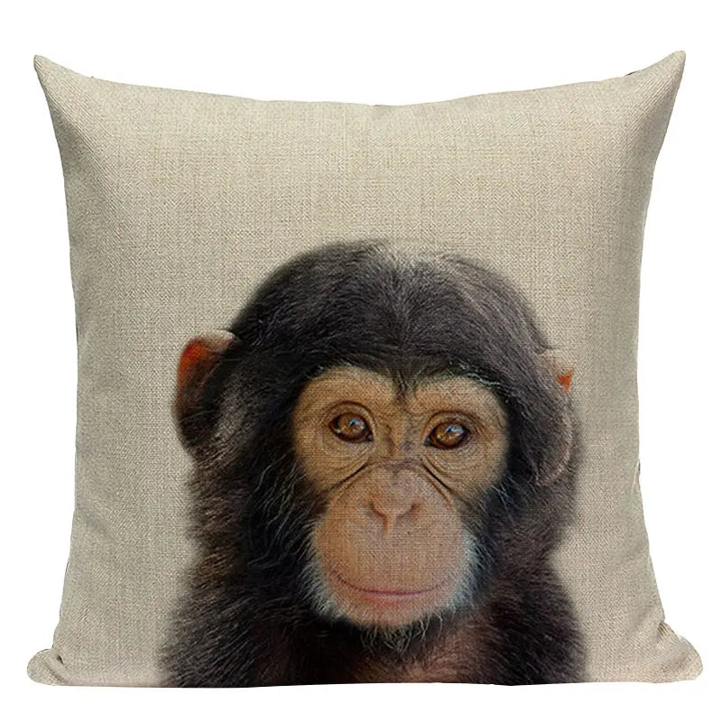 Axyaa Animal Series Cushion Cover: Tiger Elephant Monkey Pillow Cover Home Decor