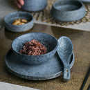 Axya Marble-Inspired Ceramics Set: Bowl, Plate, Sauce Dish, Spoon Cup for Home & Canteen