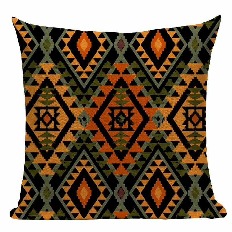 Axyaa Boho Plaid Stripes Pillow Cover 45x45cm Sofa Chair Custom Print Square