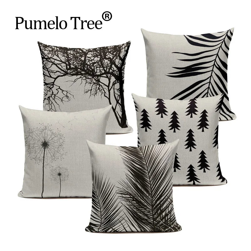 Axyaa Woven Flower Tree Cushion Cover - Black & White Decorative Pillowcase