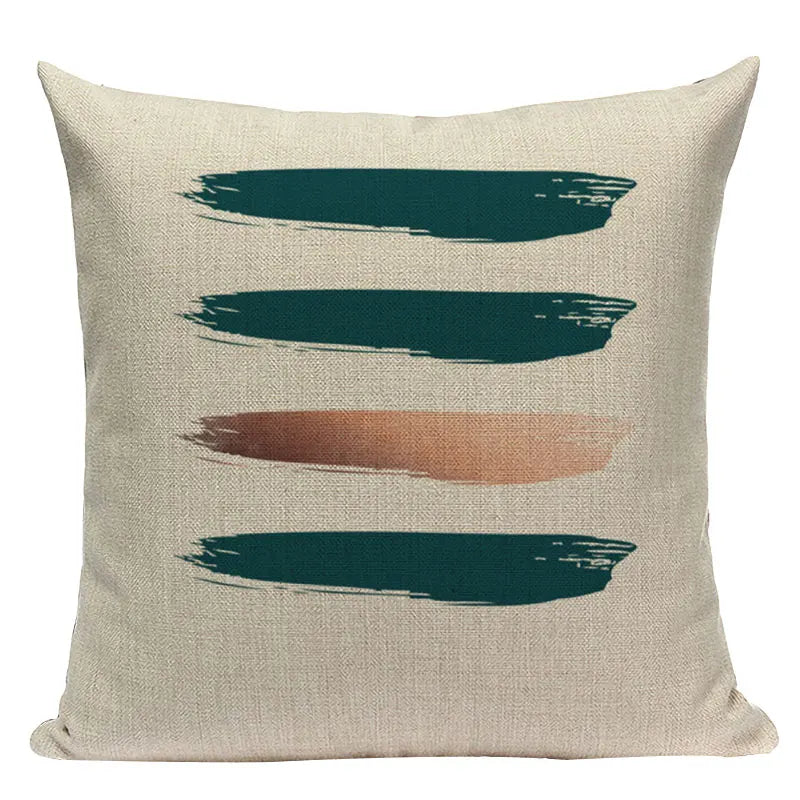 Axyaa Farmhouse Geometric Cushion Covers in Green and White