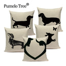 Dachshund Linen Pillow Cover for Sofa Decor Axyaa Home Decorative Cushion Case