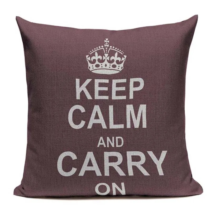 Axyaa Crown Design Cotton Linen Blended Cushion Cover - King Queen Letter Pillowcase