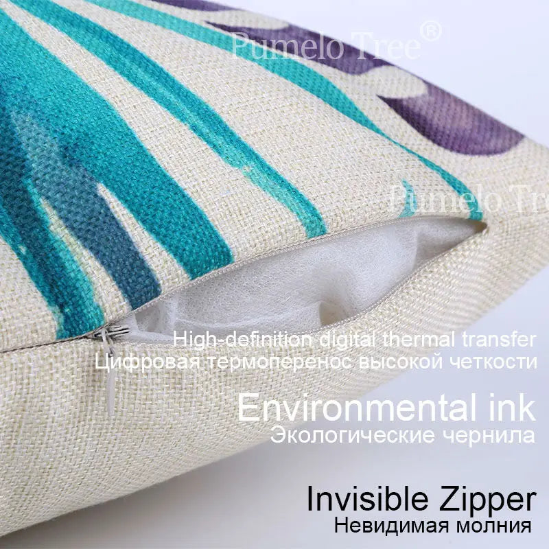 Colorful Fish Pattern Linen Cushion Cover by Axyaa