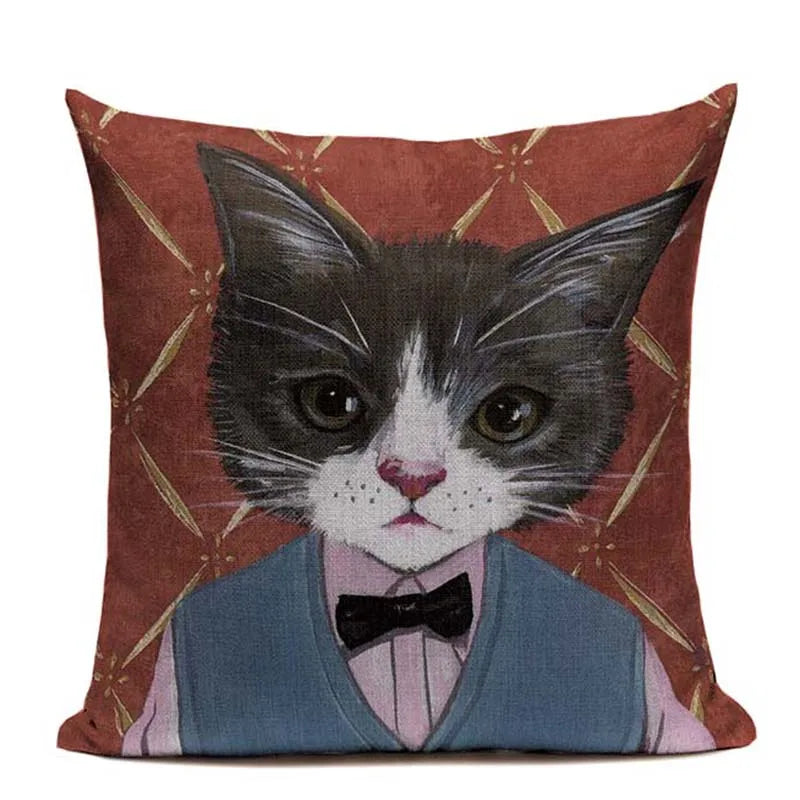 Axyaa Cartoon Cat Cushion Cover: High Quality Linen Sofa Home Decor Pillowcase