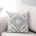 Axyaa Navy Blue Gray Black Floral Embroidered Cotton Pillow Cover 45x45cm