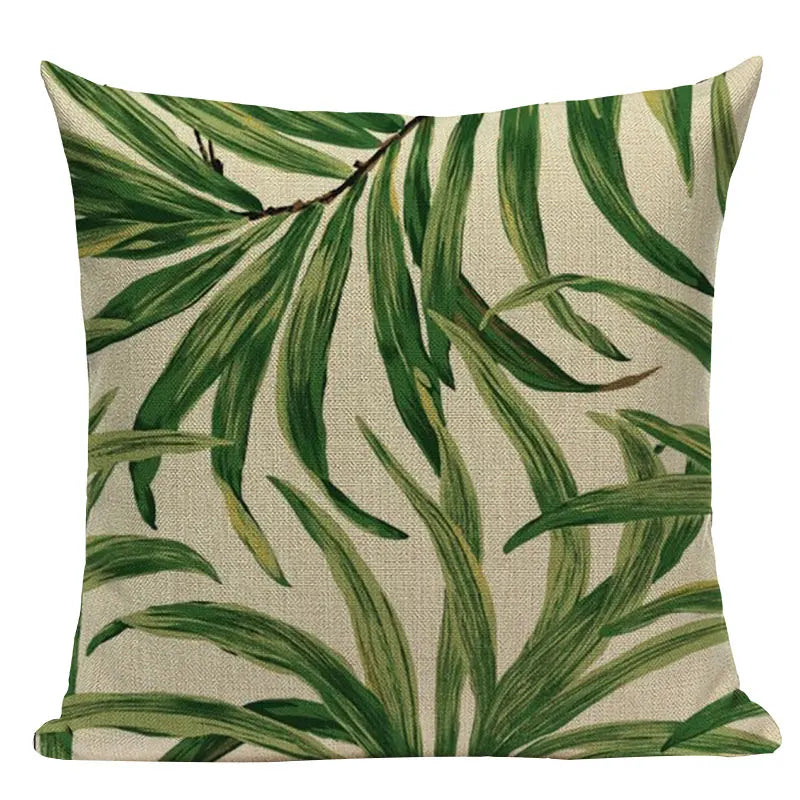 Axyaa Tropical Leaves Pillowcases - Rainforest Style Plant Cushion Covers