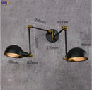Axyaa Vintage Industrial Swing Arm Wall Light with 2 Heads in Antique Retro Style