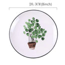 Axya Green Plants Ceramic Dinner Plate Beef Fruit Cake Food Tableware