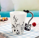 Axyaa Music Violin Guitar Ceramic Mug with Handle - Novelty Stave Coffee Cup