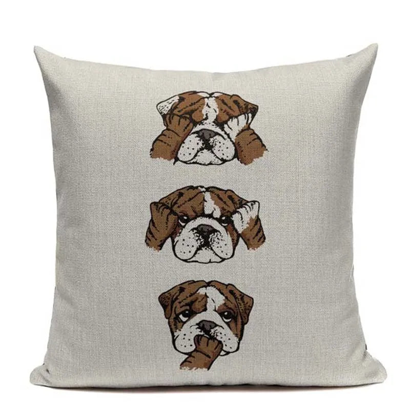 Axyaa Pug Dog Square Cushion Cover 45x45cm Home Decor
