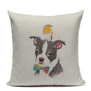 Animal Dog Cushion Cover French Bulldog Pug Pillowcase Woven Linen Decor Home Axyaa