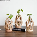 Axya Handcrafted Wooden Vase for Glass Floral Hydroponic Container