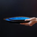 Axya™ Ceramic Steak Dish Cat Eye Blue Plate for Western Style Food & Pasta