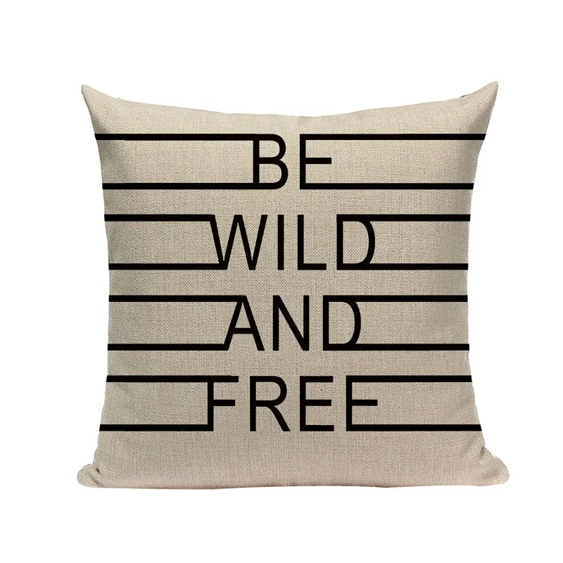 Axyaa Spring Letter Pillow Cover - Black & White Decorative Cushion