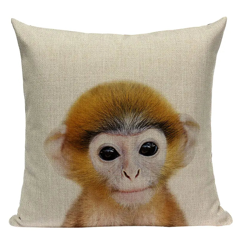 Axyaa Animal Series Cushion Cover: Tiger Elephant Monkey Pillow Cover Home Decor