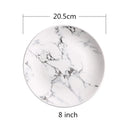 Axya Marble Ceramic Dinner Plate Set - 8 Inch Round Porcelain Serving Tray