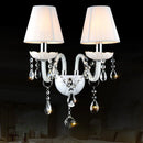 Axyaa White Crystal Wall Lamp with Double Head LED E14 Bulbs
