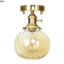 Axyaa Nordic Glass Ball Copper Ceiling Light Fixture Vintage LED Lamp