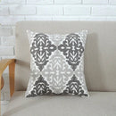 Axyaa Grey Pink Geometric Embroidered Cotton Cushion Cover 45x45cm