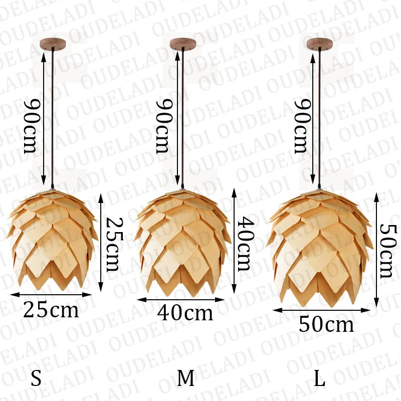 Axya Oak Pine Cone Pendant Lights Handmade Smart Puzzle Fixtures for Modern Art