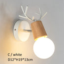 Axyaa Nordic Deer Antlers LED Wall Light Solid Wood Animal Wall Lamp