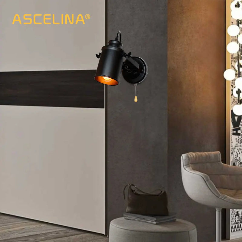 Axyaa Vintage Industrial Wall Sconce with Pull Chain Switch