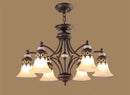 Axyaa Rustic Glass Shade Chandelier - Vintage Metal Hanging Lamp for Living Room