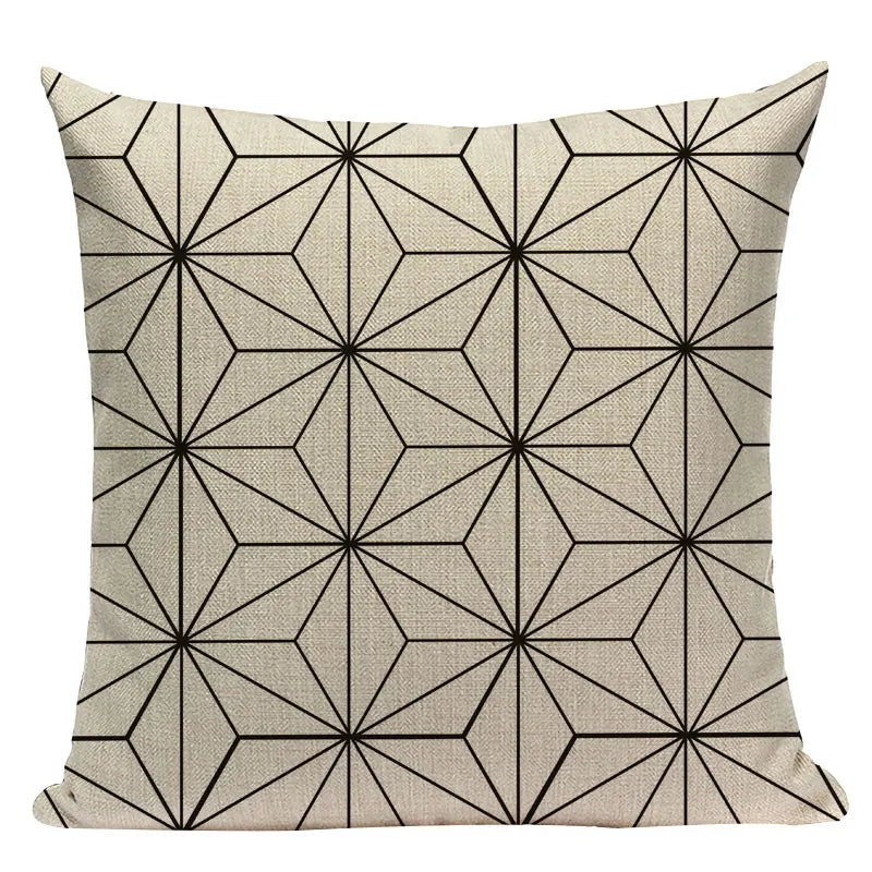 Axyaa Geometric Linen Cushion Cover 45x45cm - High Quality Decor Pillow