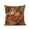 Square Cat Pillow Covers by Axyaa: Cute Cartoon Print Sofa Throw Pillow Cover